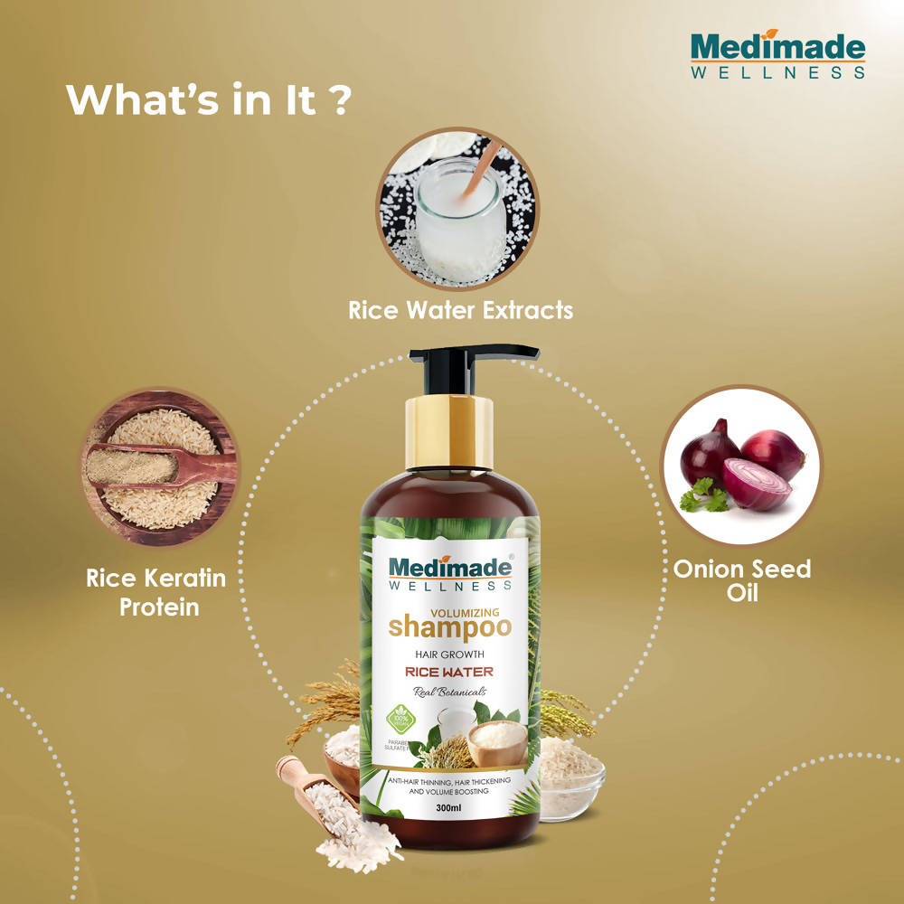 Medimade Wellness Volumizing Hair Growth Rice Water Shampoo | Grocsy