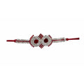 Red Kundan with White Stones Rakhi | Grocsy