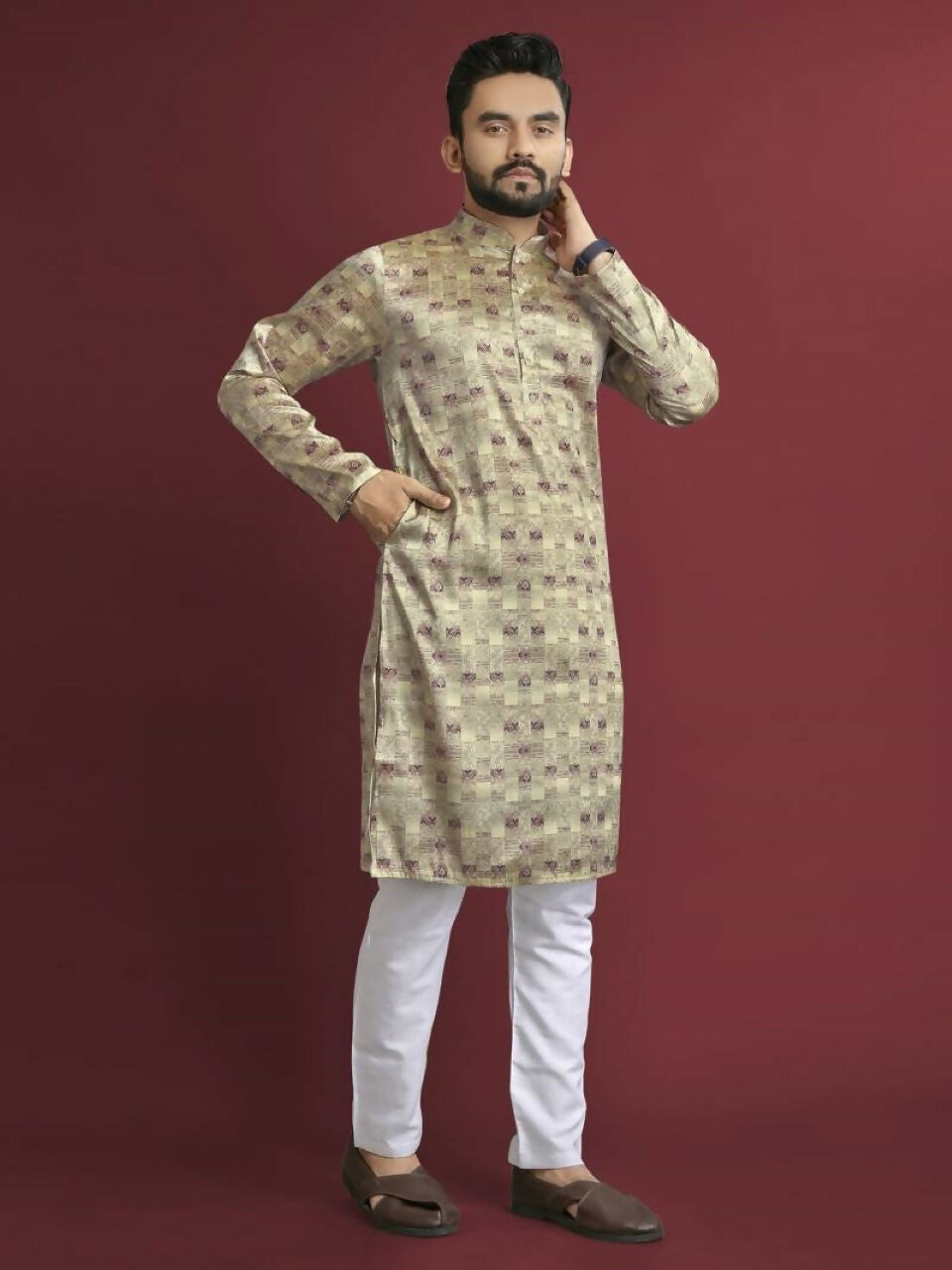 Anaita Multicolour Printed Pure Silk Straight Kurta | Grocsy
