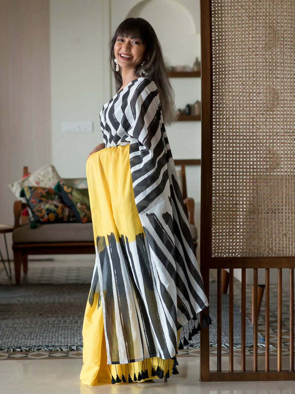 Suta Multi Color Striped Pure Cotton Saree | Grocsy