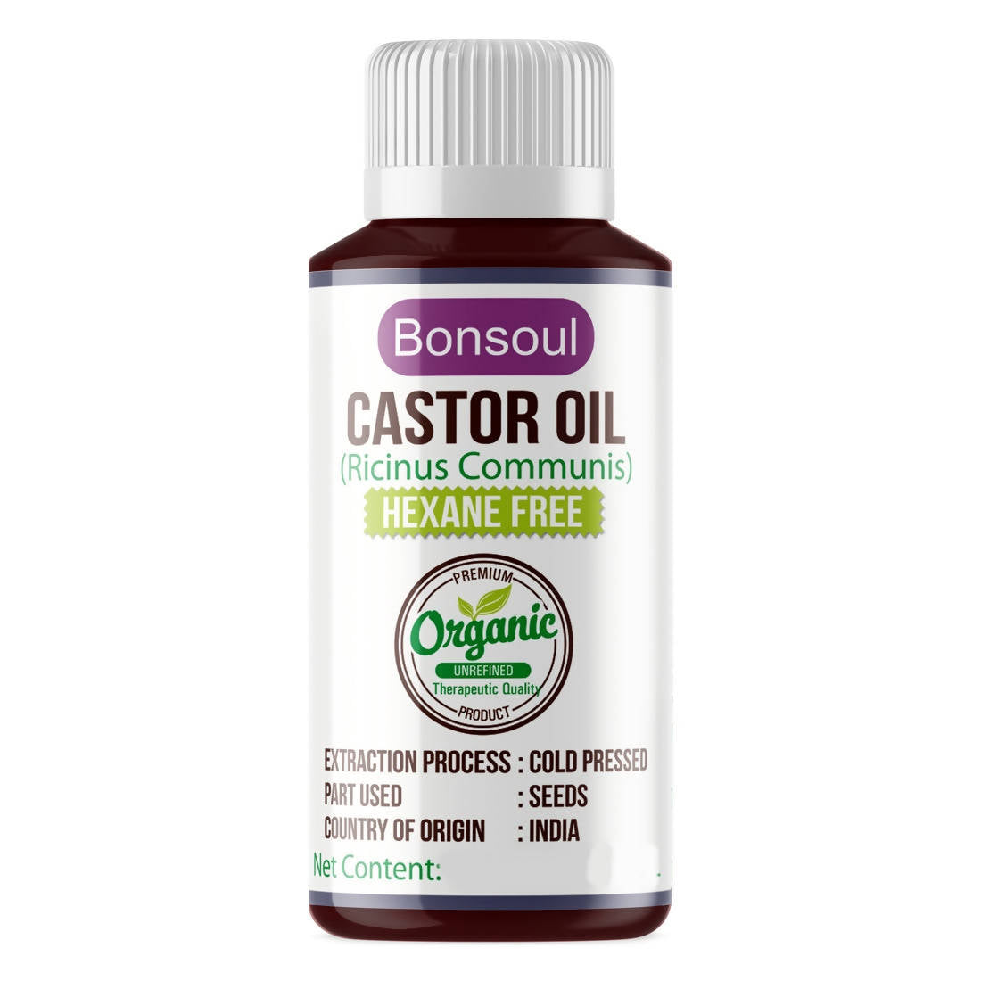 Bonsoul Castor Carrier Oil Hexane Free | Grocsy