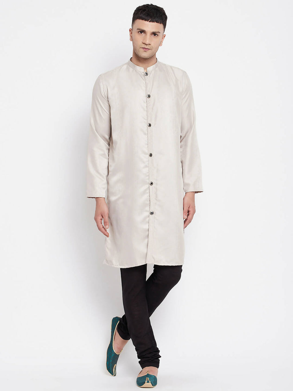 Even Apparels Beige Rayon Men's Sherwani Kurta With Open Front | Grocsy