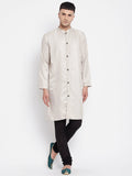 Even Apparels Beige Rayon Men's Sherwani Kurta With Open Front | Grocsy
