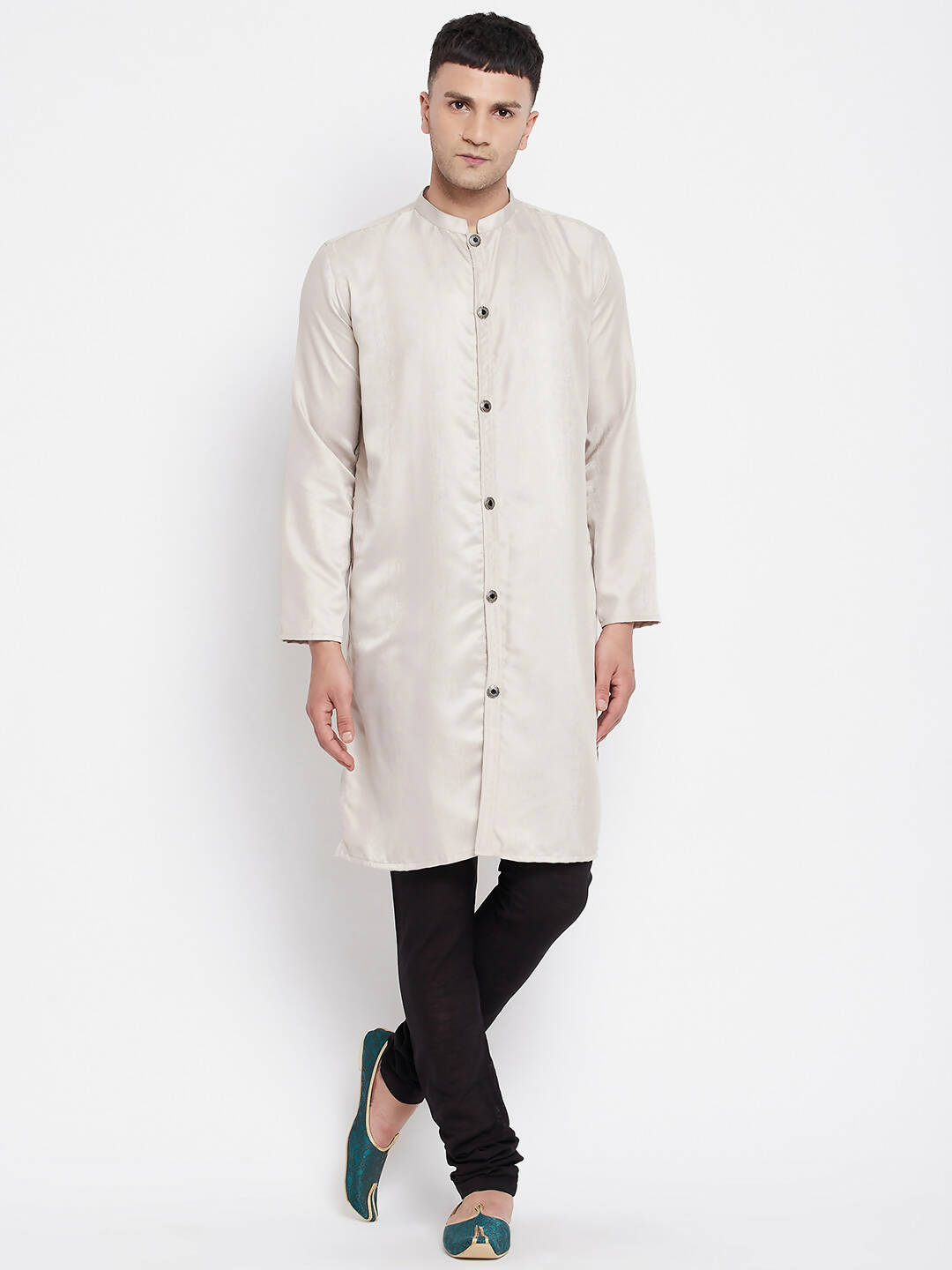 Even Apparels Beige Rayon Men's Sherwani Kurta With Open Front | Grocsy