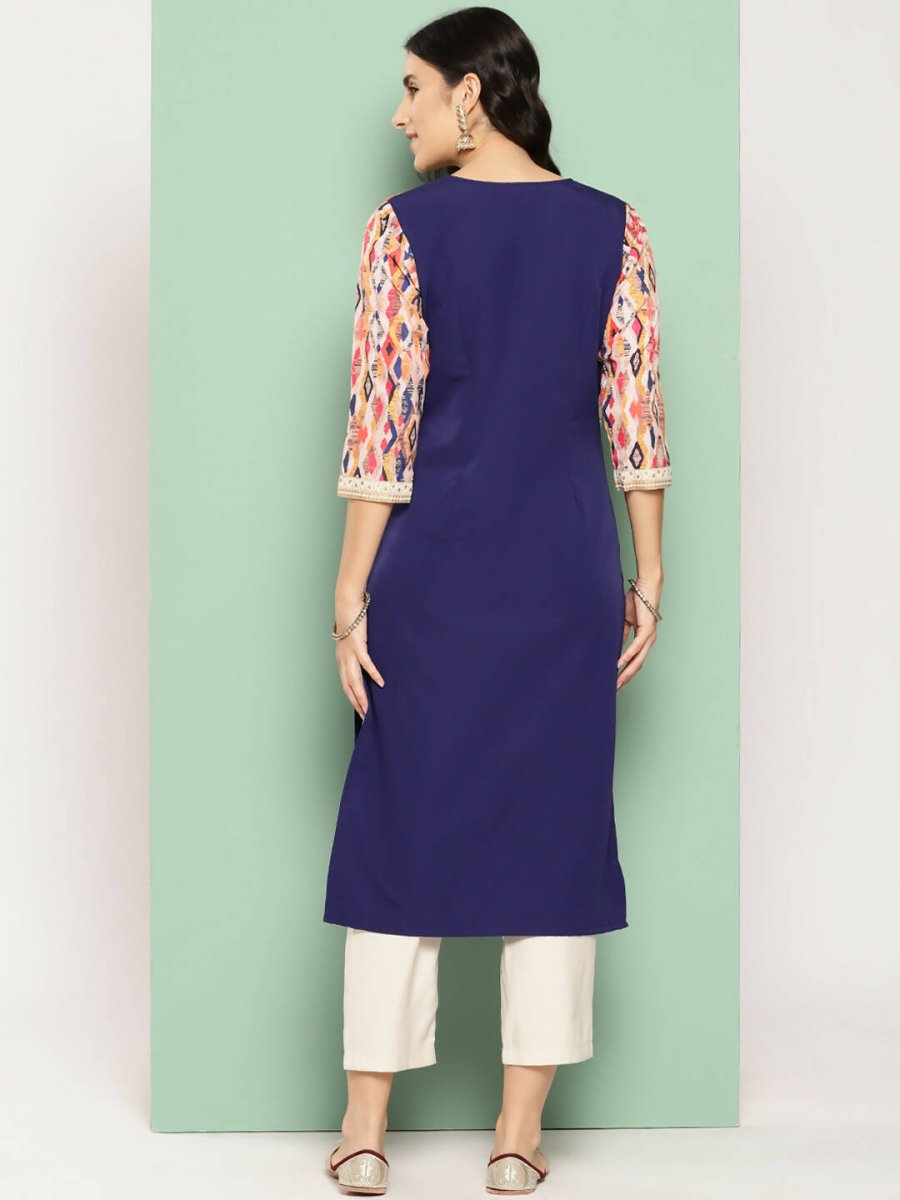 Ahalyaa Women's Traditional wear Kurta - Navy Blue | Grocsy