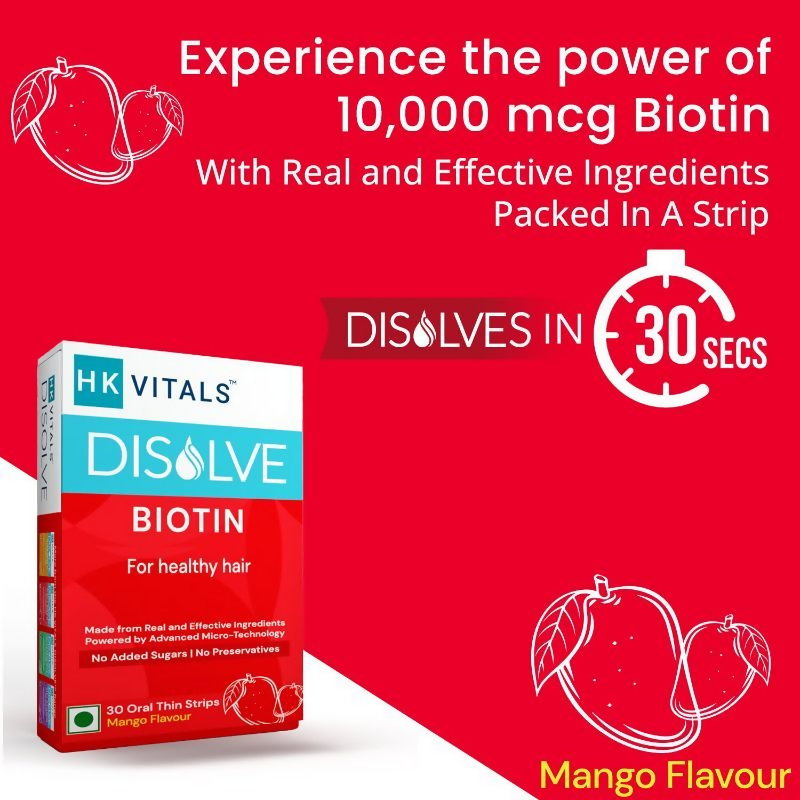 HK Vitals Disolve Biotin Strips - Mango Flavour | Grocsy