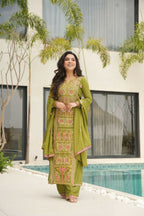 Joban Fashion Perot Kurta Set Silk Sequins , Zari, Coding & Thread Embroidered work | Grocsy