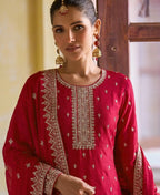 KC Rani Pink Georgette Straight Suit With Heavy Embroidery | Grocsy