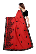 Vamika Red Dola Silk Embroidery Saree | Grocsy