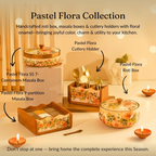 Brick Brown Handcrafted Enamel Coated Wooden Pastel Flora Roti Box | Grocsy