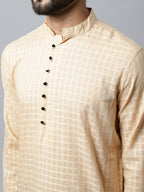 Even Apparels Beige Color Pure Cotton Men's Kurta With Side Placket (CHK1200) | Grocsy