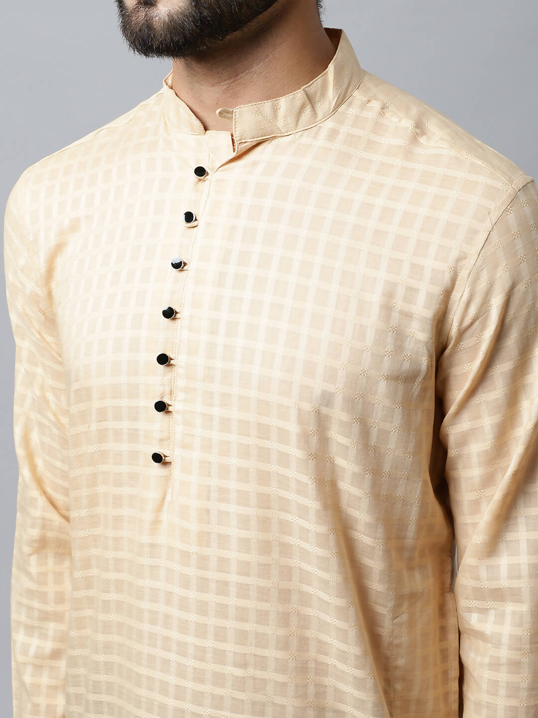 Even Apparels Beige Color Pure Cotton Men's Kurta With Side Placket (CHK1200) | Grocsy