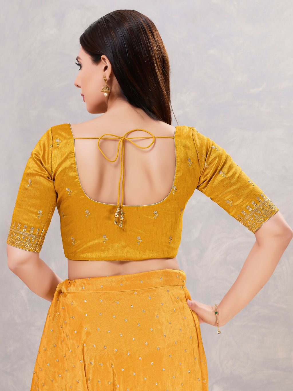 Joban Fashion Women Silk Mustard Stitched Blouse | Grocsy