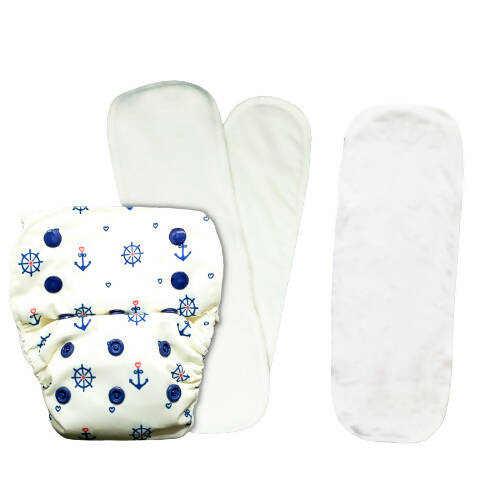 Kindermum Nano Pro Aio Cloth Diaper (With 2 Organic Inserts And Power Booster)-Anchor For Kids | Grocsy