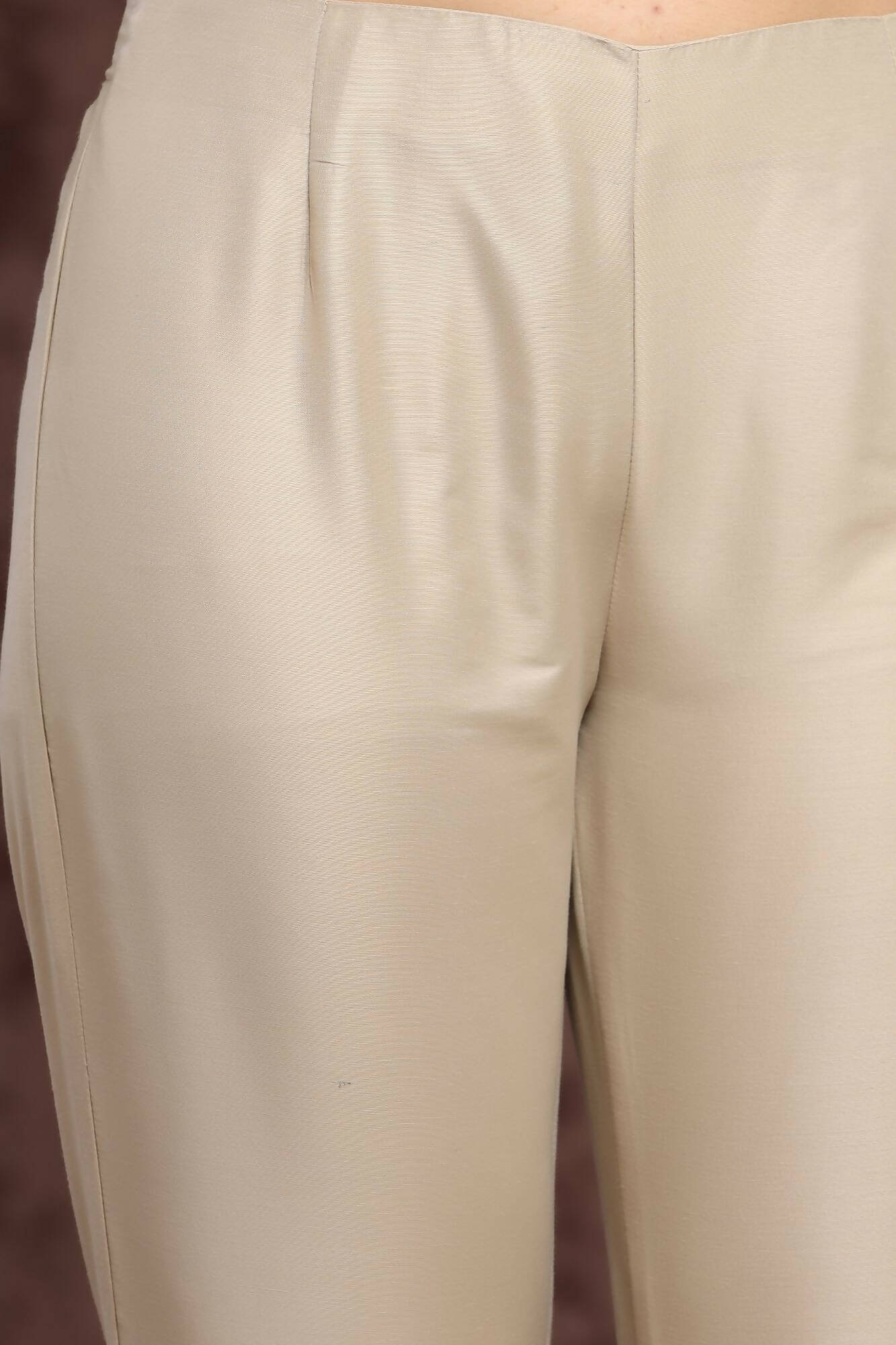 Juniper Women Sandgrey Poly Silk Solid Slim Fit Pant/Slim Pant | Grocsy