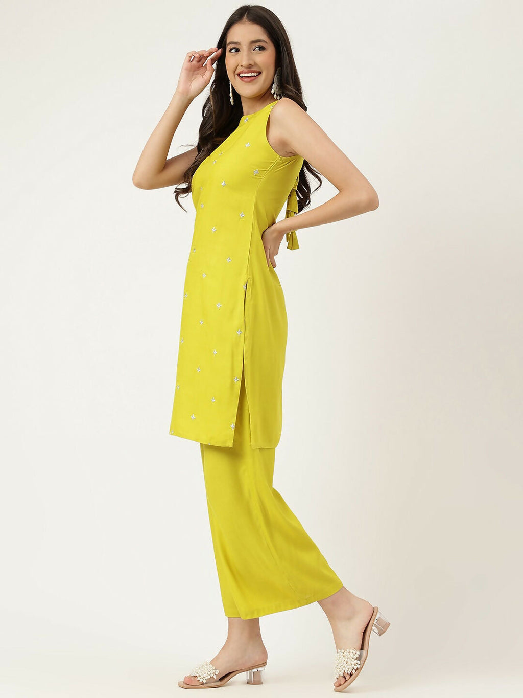 Joban Fashion Mustard Rayon and Embroidered Work Straight Kurta Bottom Set | Grocsy