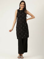 Joban Fashion Black Rayon and Embroidered Work Straight Kurta Bottom Set | Grocsy