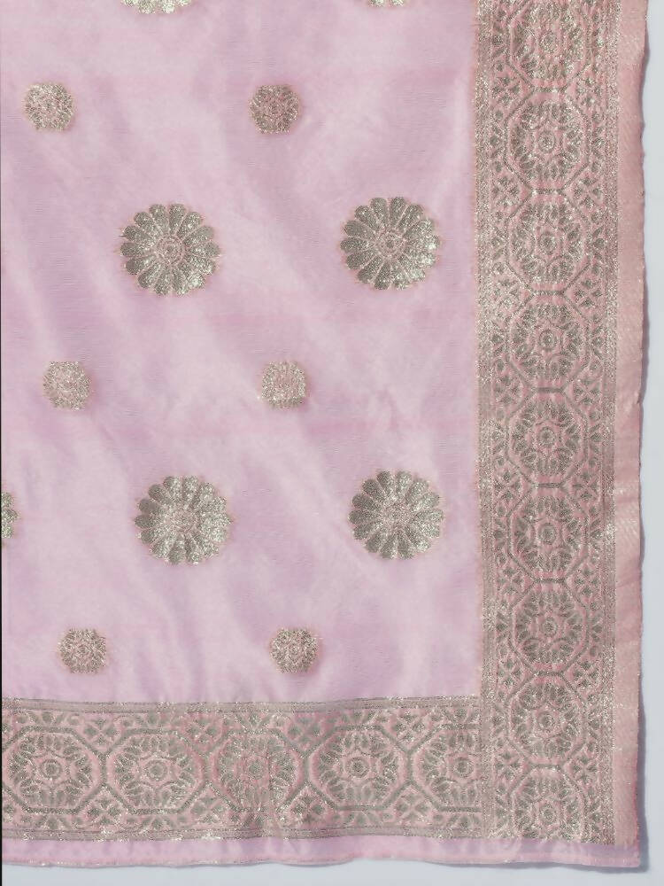 Myshka Women Pink Printed Kurta & Trousers With Dupatta | Grocsy