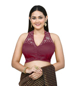 Joban Fashion Women's Wine Embroidered Stitched Blouse | Grocsy