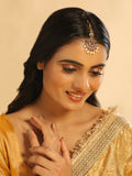 Nuyug 18K Gold Plated Ethereal Gulabi Stone Maang Tikka | Grocsy