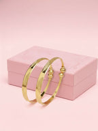 NVR Women Set of 2 Gold Plated Traditional Adjustable Kada Bangle | Grocsy