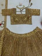 Jyoti Fashion Women's Beige Butterfly Net Sequins with Thread Embroidered Designer Lehenga Choli Set | Grocsy