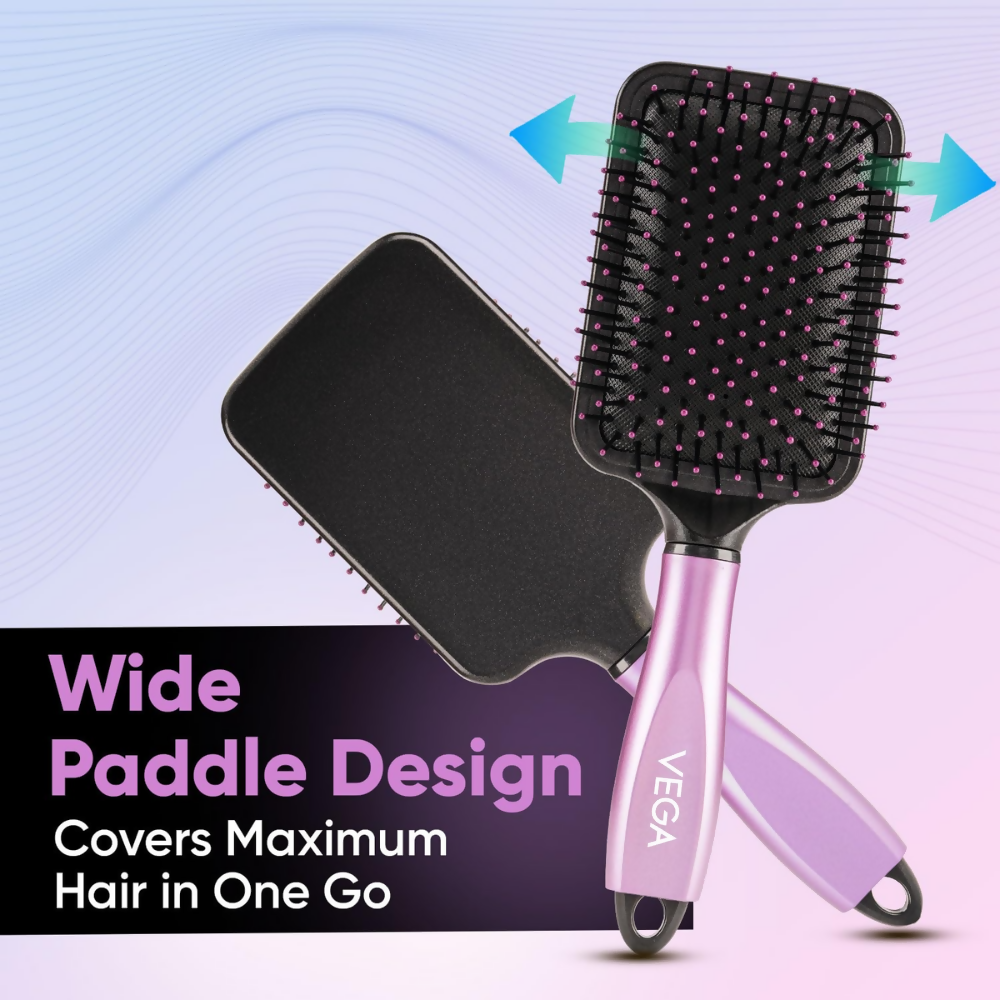 Vega Paddle Hair Brush with Cleaning Comb | Grocsy