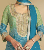 Vastranavya Bandhej Printed Chinon Chiffon Embroidered Sequins Pakistani Suit | Grocsy