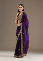 Joban Fashion Blue Frendy Satin Silk Party Wear Sarees | Grocsy
