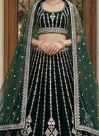 Lehenga Mart Darkgreen Georgette Designer Bollywood Style Wedding Wear Lehenga Choli | Grocsy