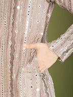 Vastranavya Ivory Exclusive Festival Wear Pure Viscose Rayon Sequence & Foil Mirror Heavy Embroidered Work Kurta | Grocsy