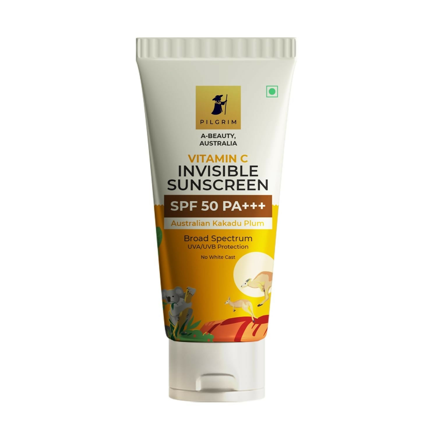 Pilgrim Vitamin C Invisible Sunscreen SPF 50 PA+++ with Australian Kakadu Plum, Broad spectrum, UVA/UVB Protection, No White Cast | Grocsy