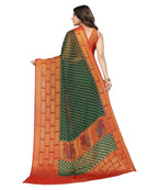 Vamika Green Chiffon Brasso Bollywood Style Woven Saree (DIMPLE GREEN) | Grocsy