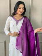 Partywear Designer Ryon Slub Black Stitched Suit With Dupatta - Tanisha | Grocsy