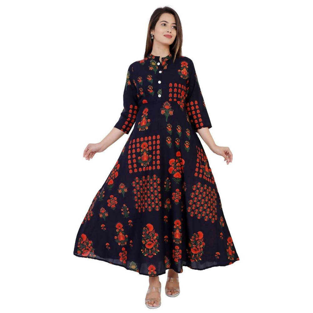 Vamika Coton Navy Blue Party Wear Kurti | Grocsy