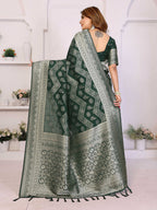 Aastha Fashion Green Georgette Silk Leheriya With Elegant Zari Weaving Saree | Grocsy
