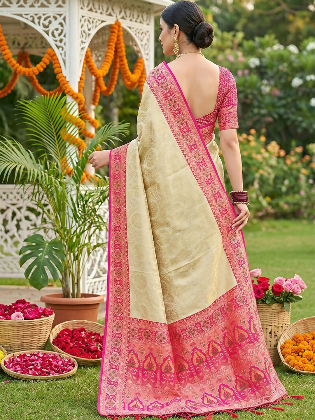Shree Shyam Fashion Pink Soft Silk Saree | Grocsy