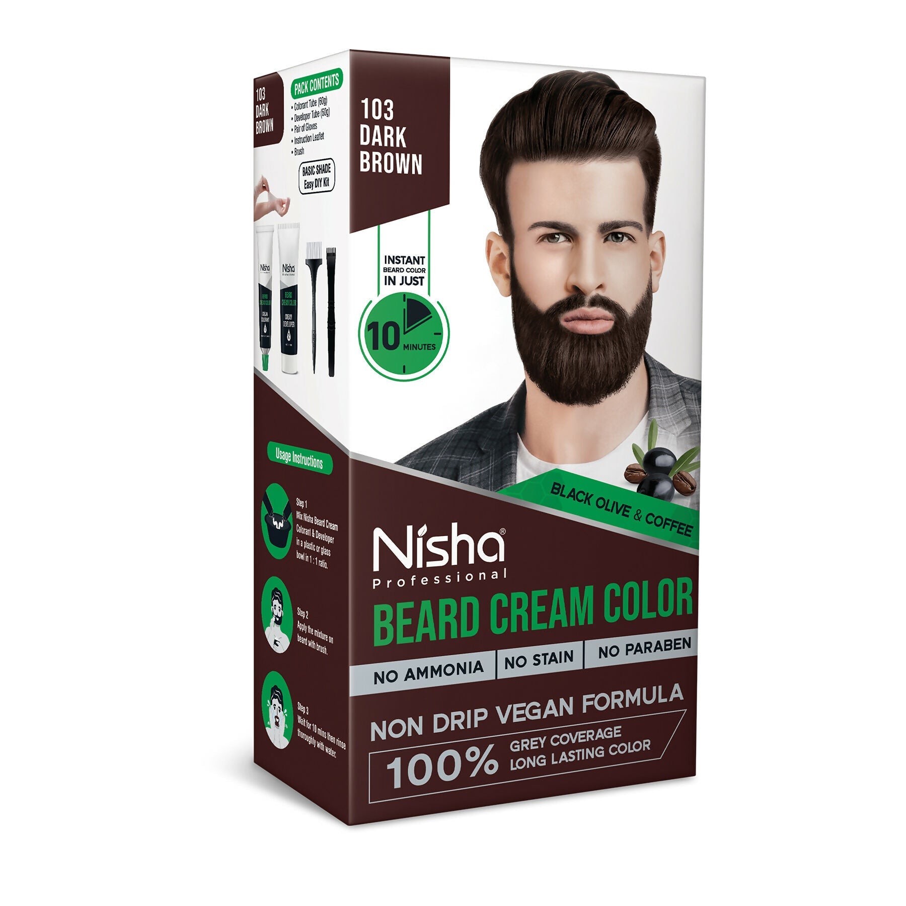Nisha Beard Colour for Men - Dark Brown | Grocsy