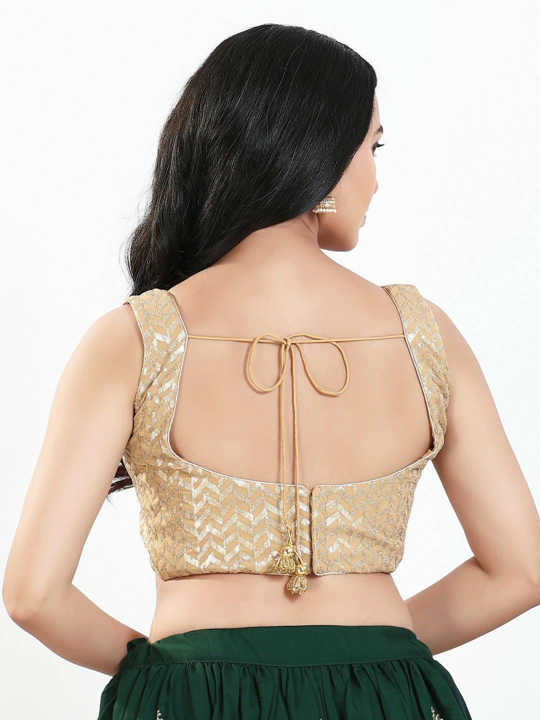 Joban Fashion Gold Silk Padded Blouse With Sweetheart Neck Sleeveless | Grocsy