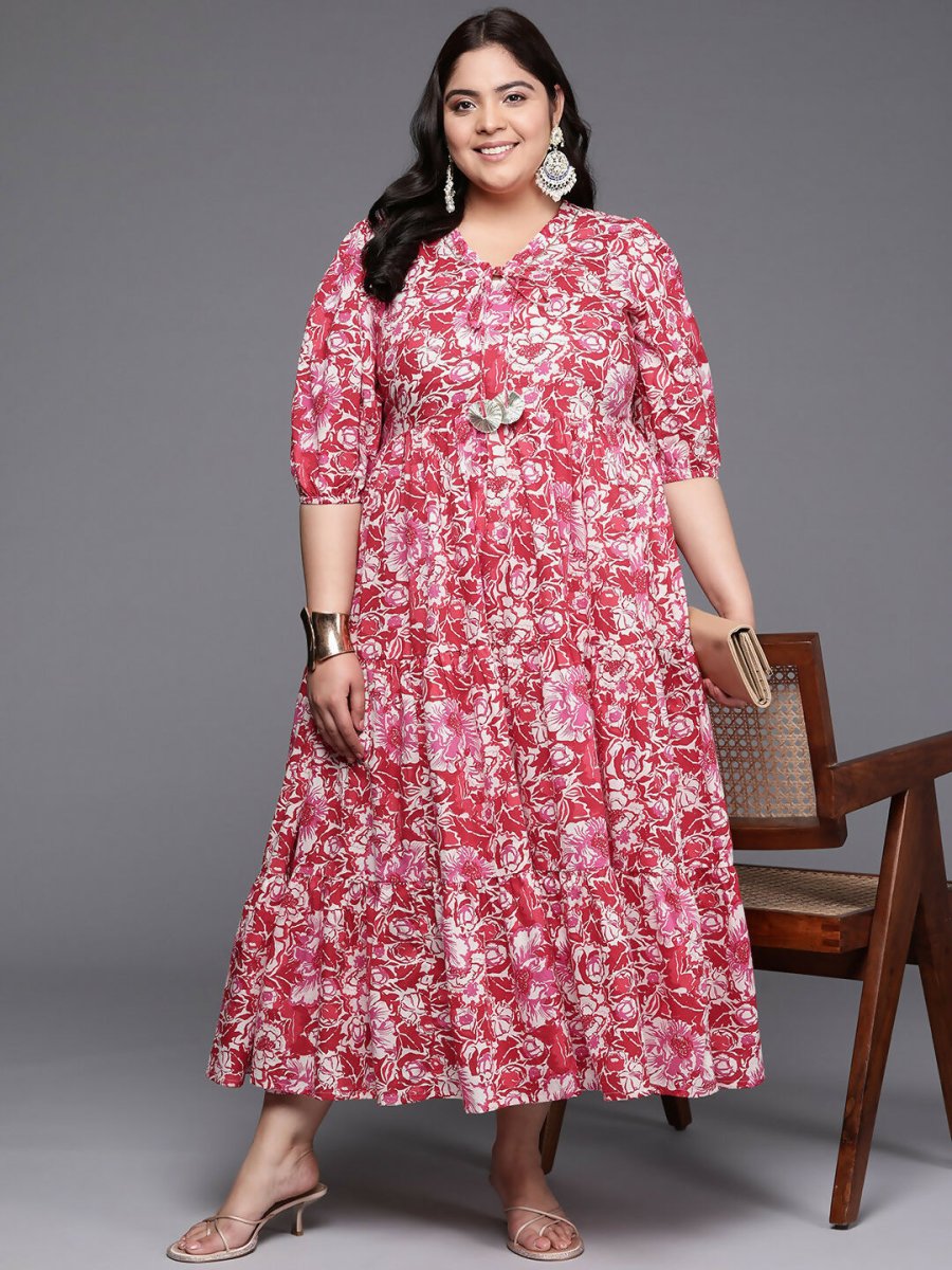 Ahalyaa Women's Traditional wear Ethnic Dress - Red | Grocsy