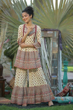 Juniper Women Cream Cambric Printed A-Line Tunic | Grocsy