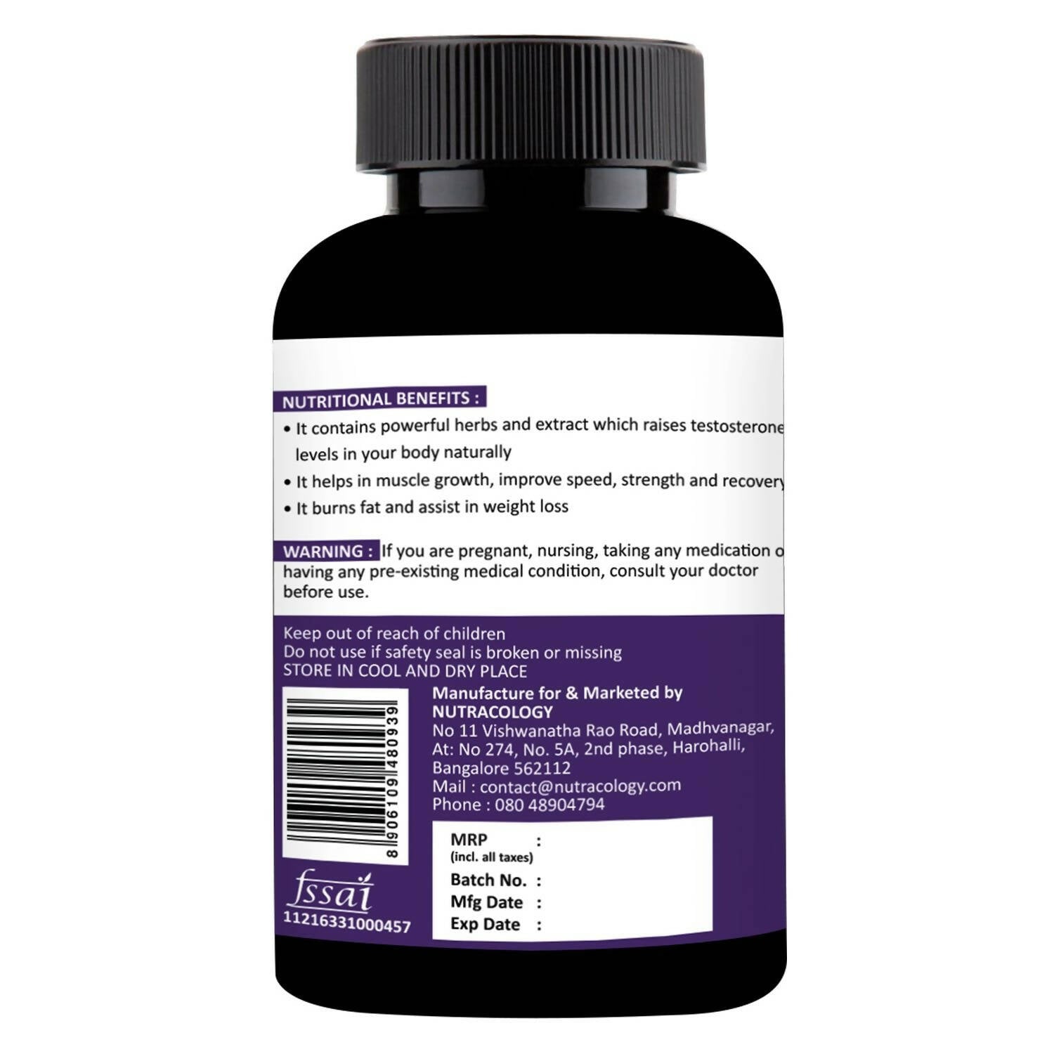 Nutracology T 3X Power Testosterone Booster For Muscle Strength Energy For Men | Grocsy