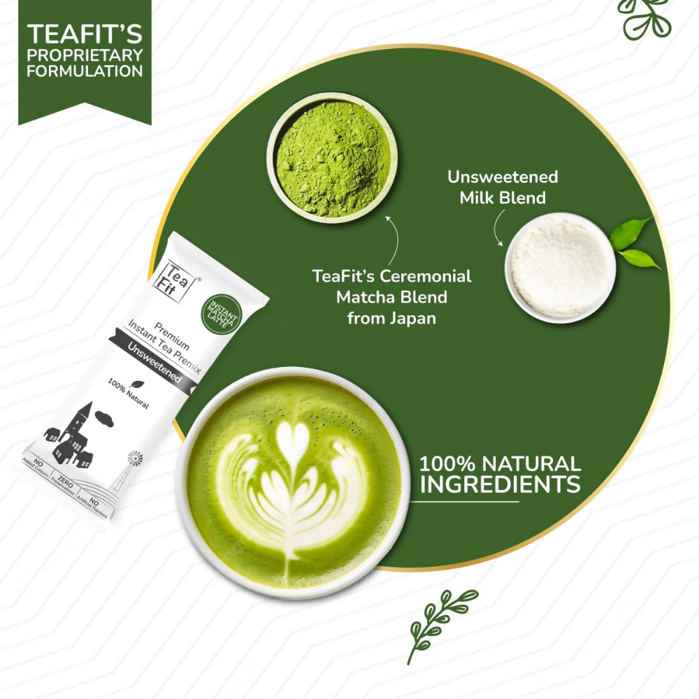 TeaFit Ceremonial No Sugar Instant Matcha Latte Premix | Grocsy