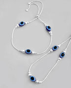 VOJ Set of 2 Silver Plated Evil Eye Anklet | Grocsy