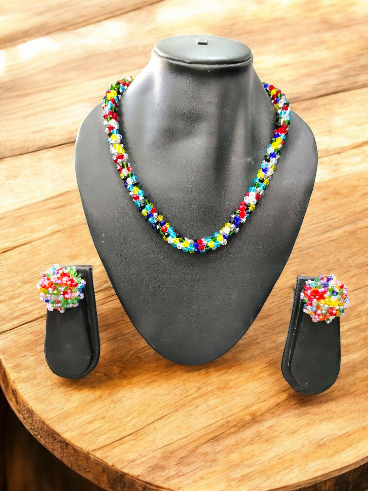 Inhanns Noor-E-Jalwa – Handmade Crystal Bead Necklace / Necklace With Earrings -Adjustable - Multi Colour | Grocsy