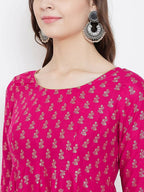 Cheera Embellished Daily Wear Cotton Blend Kurta - Pink | Grocsy