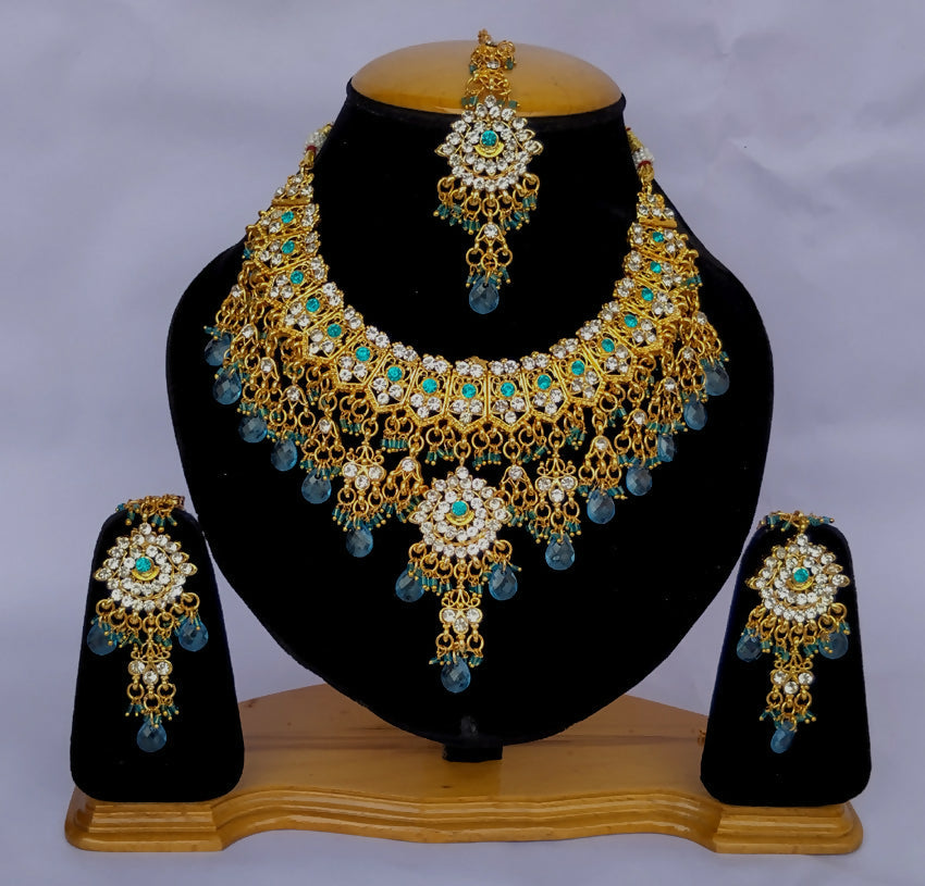 Joban Fashion Hand Made High Quality Gold Plated Base Metal Alloy Kundan Stone Studded Kundan Jewellery Set | Grocsy