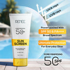 Renee Pore Minimizing Sunscreen Spf 50 With 5% Hyaluronic Acid & 2% Niacinamide For All Skins | Grocsy