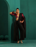 trueBrowns Black Silk Palazzo Stitched Saree | Grocsy