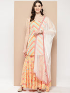 Ahalyaa Women Printed Regular Gotta Patti Kurti with Sharara & With Dupatta | Grocsy